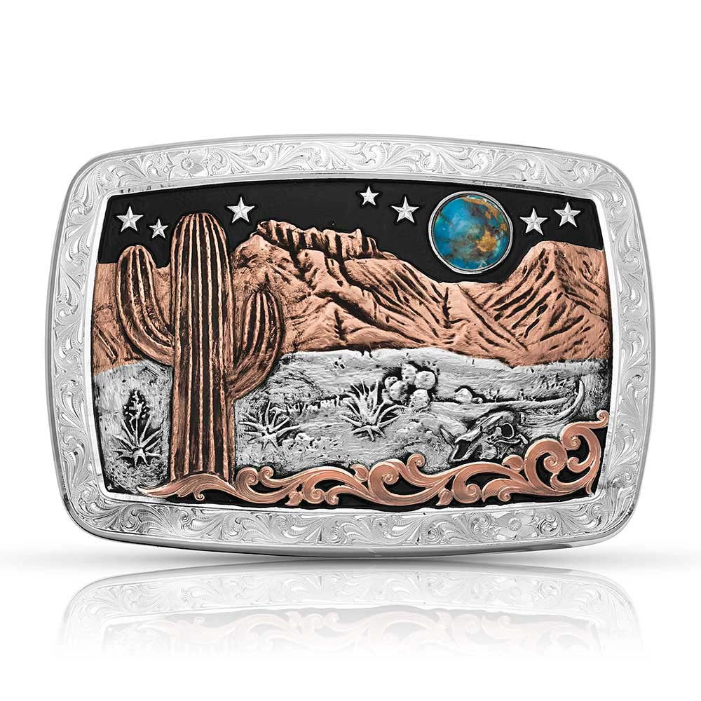 Montana Silversmiths Desert Moon Turquoise Cactus Buckle