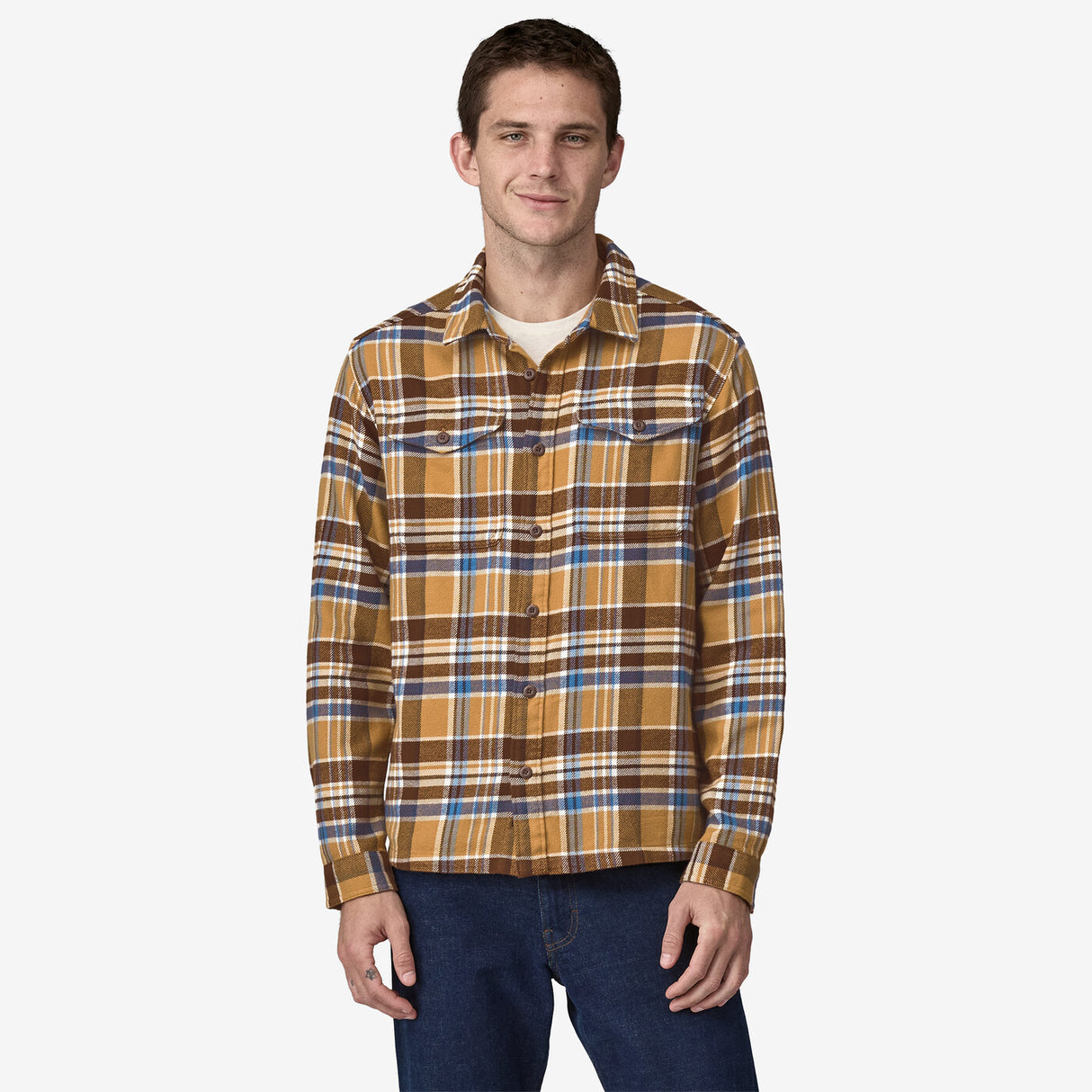 Patagonia Men's Fjord Flannel Shirt - Adventurer: Pufferfish Gold Adventurer: Pufferfish Gold