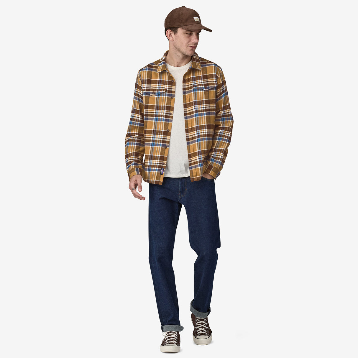 Patagonia Men's Fjord Flannel Shirt - Adventurer: Pufferfish Gold Adventurer: Pufferfish Gold