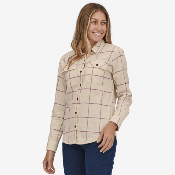 Patagonia Women's Long-Sleeved Organic Cotton Midweight Fjord Flannel Shirt Woodland: Natural