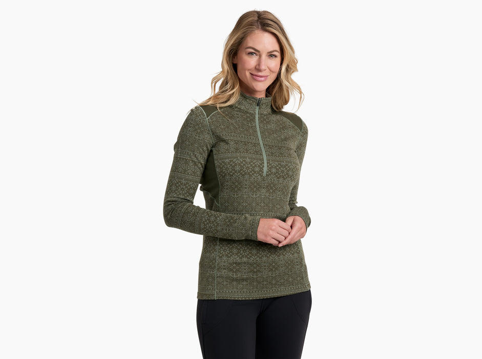 Kuhl Clothing Women's Kaskade Zip Neck - Dark Moss Dark Moss