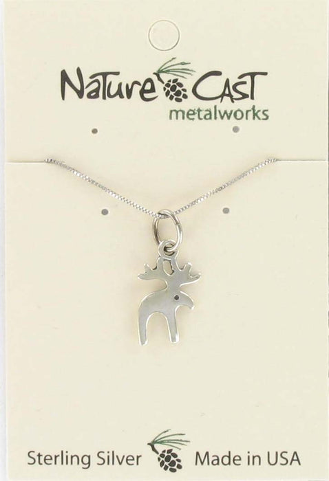 Nature Cast Metalworks Small Contemporary Moose Sterling Silver Pendant Necklace