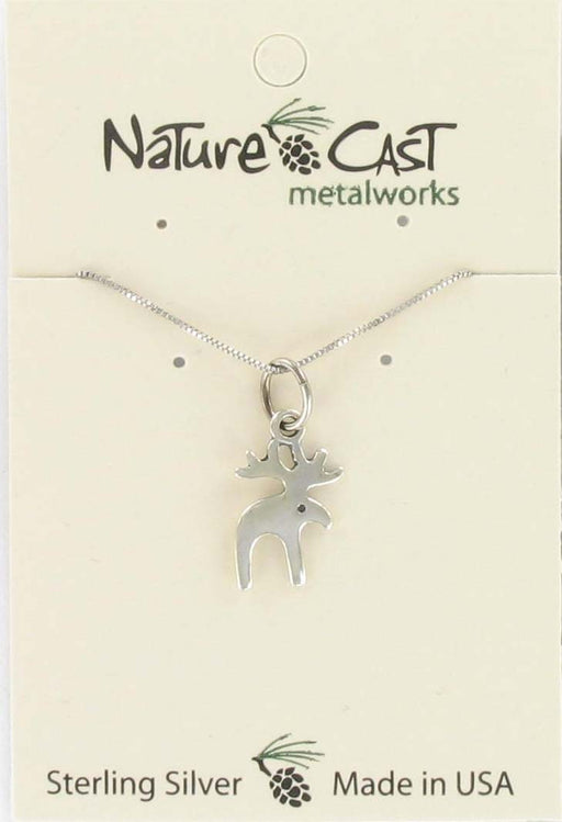 Nature Cast Metalworks Small Contemporary Moose Sterling Silver Pendant Necklace