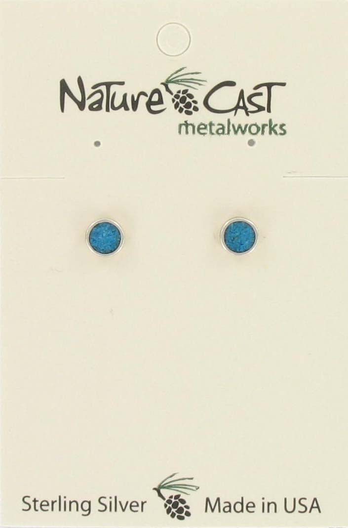 Nature Cast Metalworks Round Turquoise Button Sterling Silver Post Earring Sterling silver