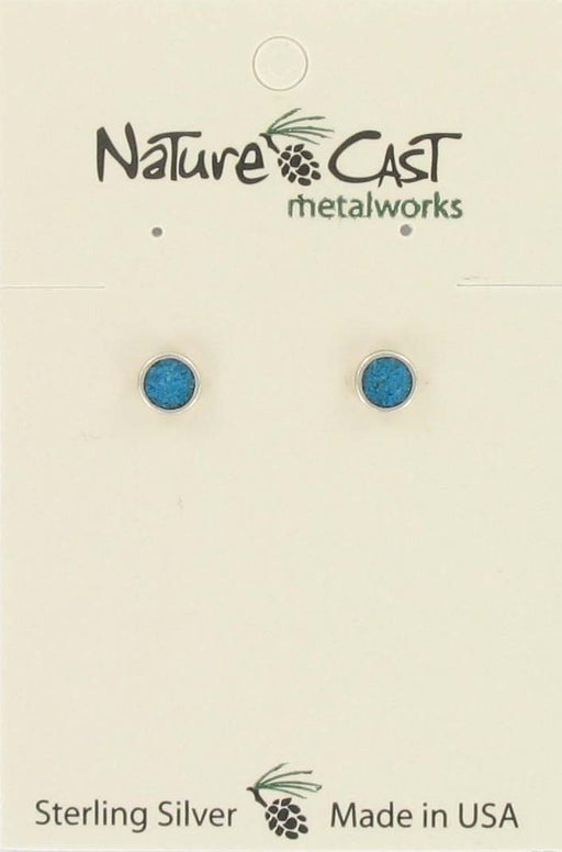 Nature Cast Metalworks Round Turquoise Button Sterling Silver Post Earring Sterling silver
