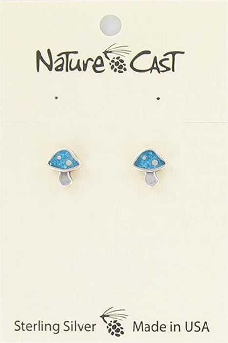 Nature Cast Metalworks Sterling Silver Turquoise Mushroom Post Earring Silver turq