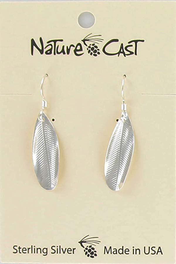 Nature Cast Metalworks Sterling Silver Feather Imprint Dangle Earring Sterling silver