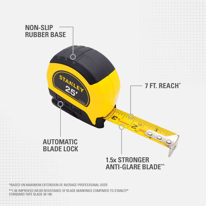 Stanley Tools 25 ft LEVERLOCK Tape Measure