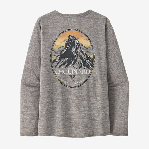 Patagonia Womens' Long-Sleeved Capilene Cool Daily Graphic Shirt Chouinard Crest: Feather Grey