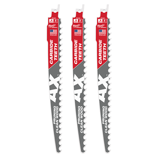 Milwaukee 9 In. 3 Tpi The Ax With Carbide Teeth For Pruning & Clean Wood Sawzall Blade 3pk