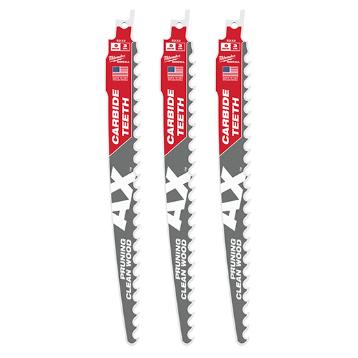 Milwaukee 9 In. 3 Tpi The Ax With Carbide Teeth For Pruning & Clean Wood Sawzall Blade 3pk
