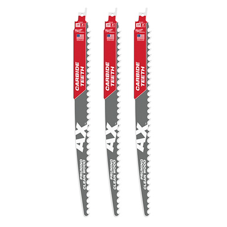 Milwaukee 12 In. 3 Tpi The Ax With Carbide Teeth For Pruning & Clean Wood Sawzall Blade 3pk