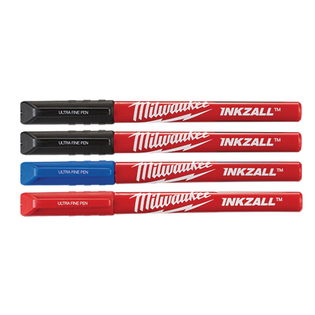 Milwaukee Inkzall Ultra Fine Point Jobsite Pens - Mixed 4 Pack