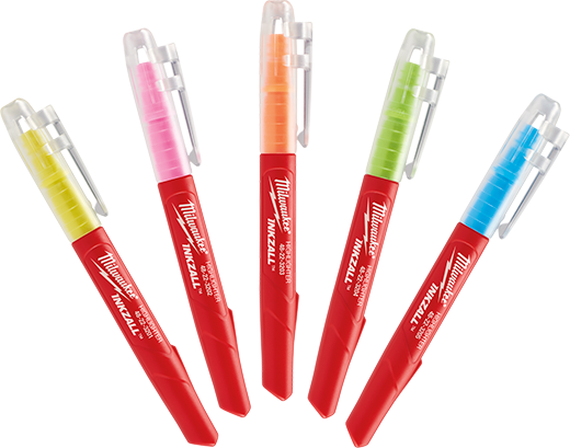 Milwaukee Inkzall Chisel Tip Jobsite Highlighters - Mixed 5 Pack