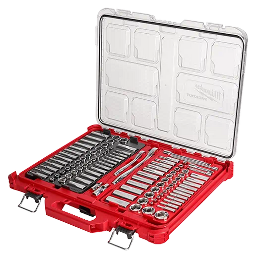 Milwaukee 106pc 1/4 In. And 3/8 In. Metric & Sae Ratchet And Socket Set With Packout Low-profile Organizer