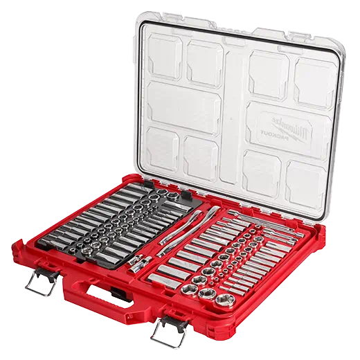 Milwaukee 106pc 1/4 In. And 3/8 In. Metric & Sae Ratchet And Socket Set With Packout Low-profile Organizer