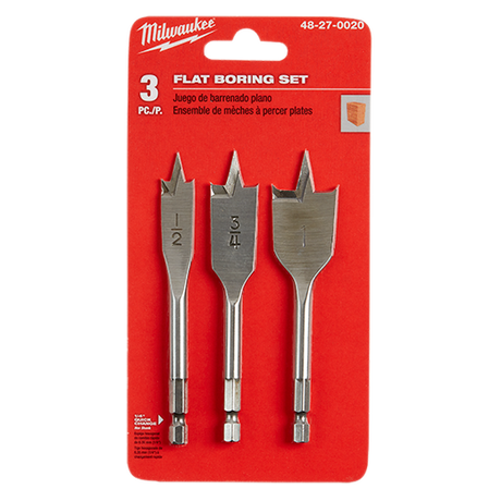 Milwaukee 3pc Stubby Flat Boring Set
