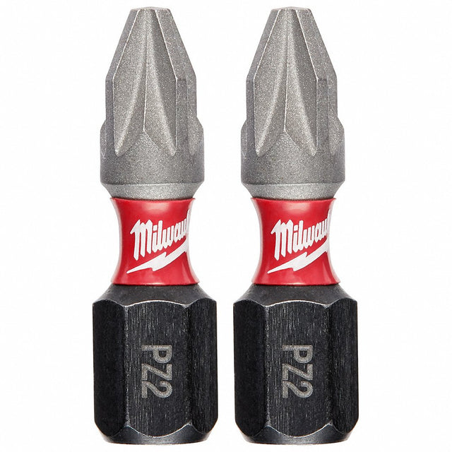 Milwaukee Shockwave 1 In. Impact Pozidriv #2 insert Bits (2pk)