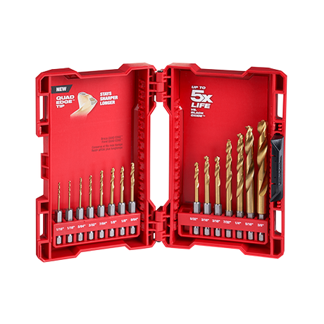 Milwaukee 15 Pc Shockwave Red Helix Titanium Drill Bit Set