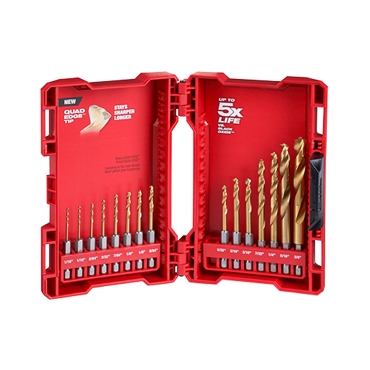 Milwaukee 15 Pc Shockwave Red Helix Titanium Drill Bit Set