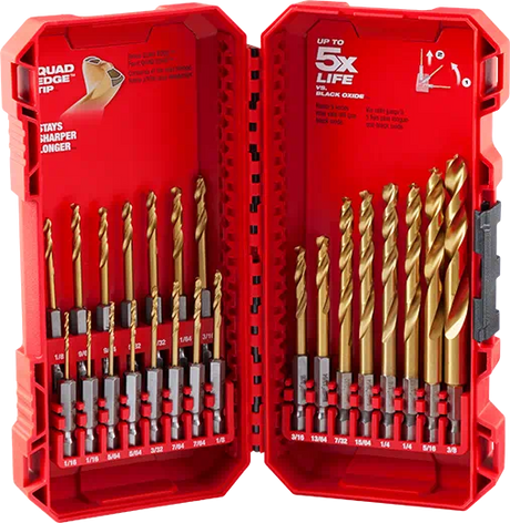 Milwaukee Shockwave Impact Duty Red Helix Titanium Drill Bit Set - 23pc