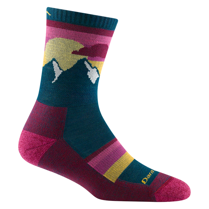 Darn Tough Women's Sunset Ledge Micro Crew Lightweight with Cushion Hiking Sock - Dark Teal Dark Teal