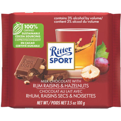 Ritter Milk Chocolate Bar With Rum, Raisins, & Hazelnuts