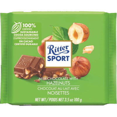 Ritter Milk Chocolate With Chopped Hazelnuts Bar