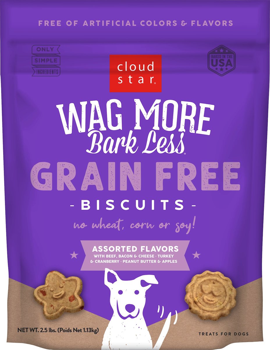 Cloudstar Wag More Bark Less Grain Free Oven Baked Dog Biscuits (Assorted) - 14oz & 2.5lbs / Assorted