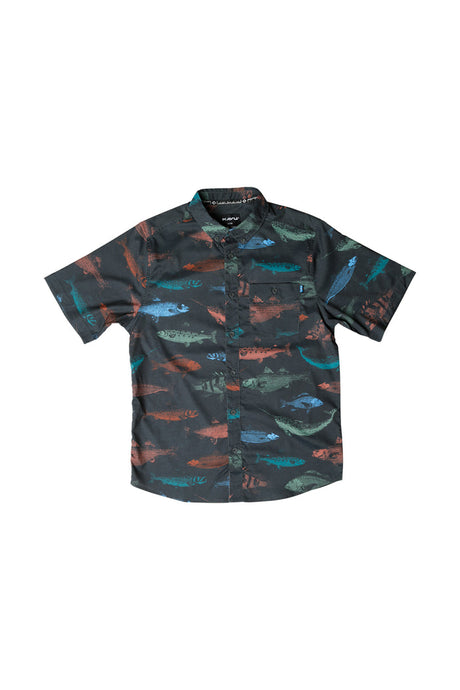 Kavu Men's River Wrangler Short Sleeve Fish stamp