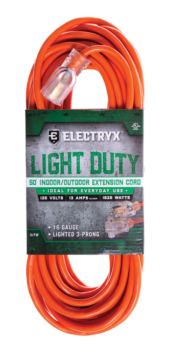 Electryx Light Duty Indoor/Outdoor Extension Cord - 16 Gauge - Orange 50FT / Orange