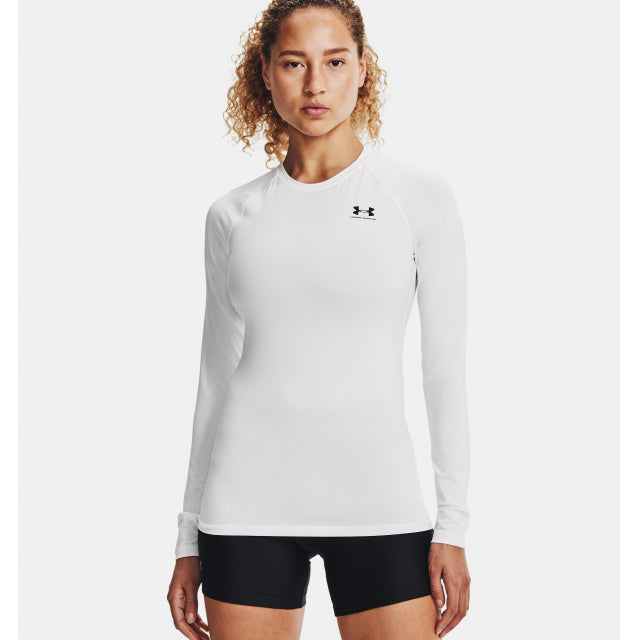 Under Armour Women`s Heatgear Compression Long Sleeve White/black