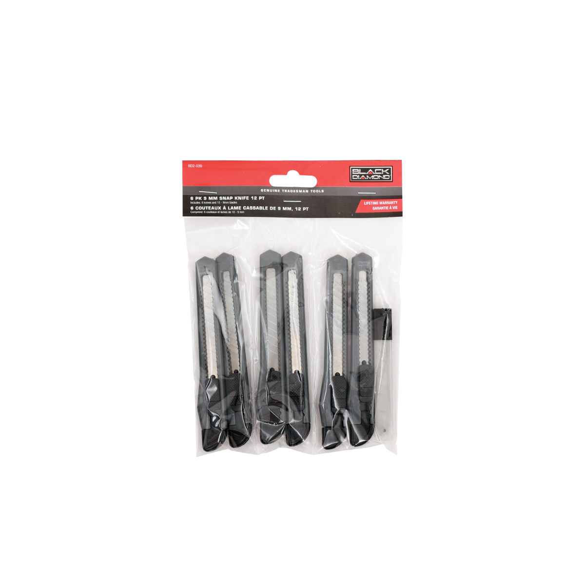 Black Diamond Snap Knife With 10 Blades - 6 Pack