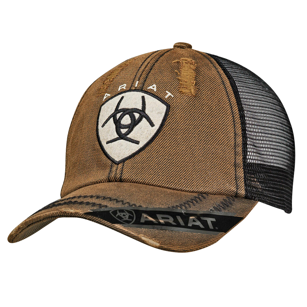 Ariat Distressed Oilskin Adjustable Mesh Cap Brown Oilskin / Black