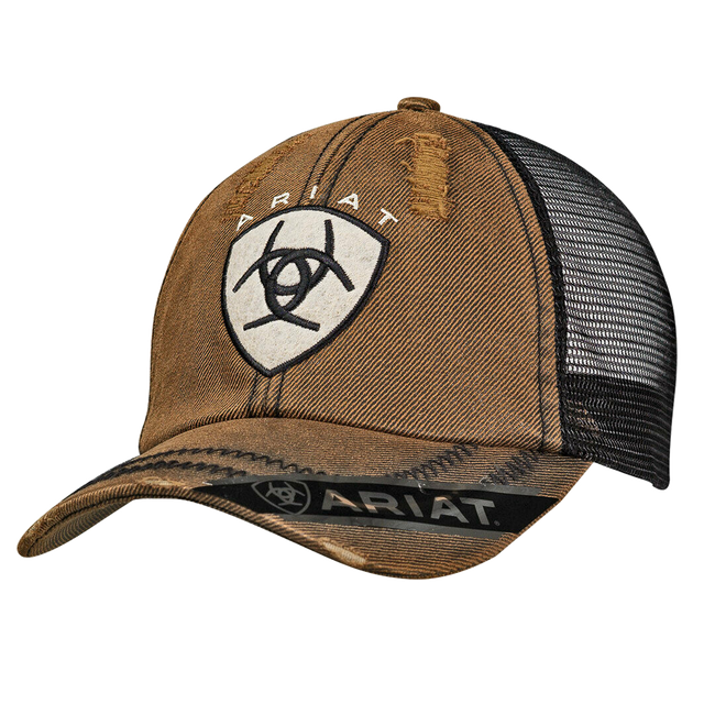 Ariat Distressed Oilskin Adjustable Mesh Cap Brown Oilskin / Black