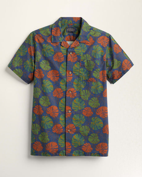 Pendleton Men's Short-sleeve Aloha Shirt Monstera blue