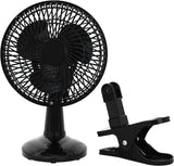 Vision Air 6-inch Convertible Desk Fan Clip On Base or Tabletop - Black / Balck