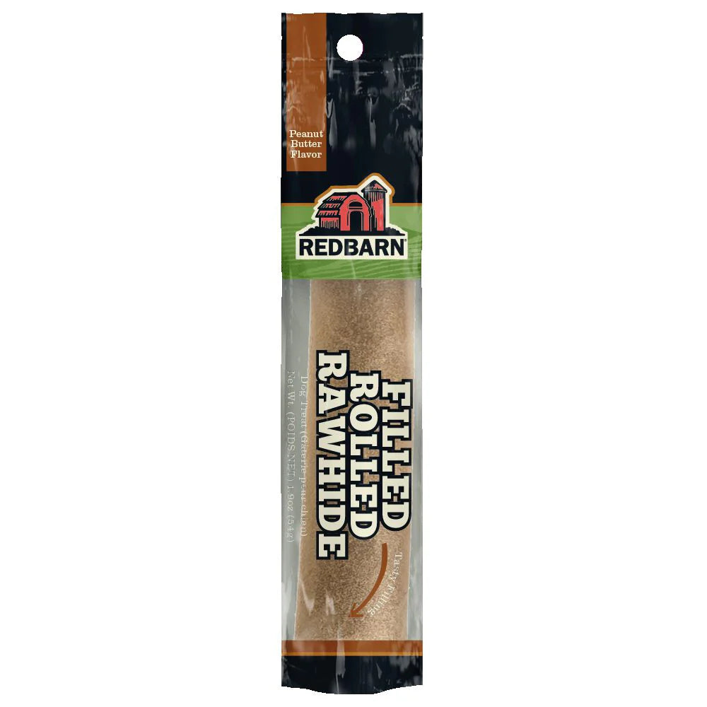 Redbarn Pet Products Filled Rolled Rawhide Peanut Butter Flavor