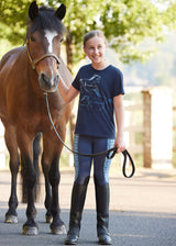 Kerrits Equestrian Apparel Kids Performance Knee Patch Riding Tight Nightsky / Atlantic Horsetails