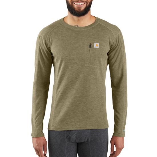 Carhartt Men's Force Heavyweight Synthetic-wool Blend Base Layer Crewneck Pocket Top