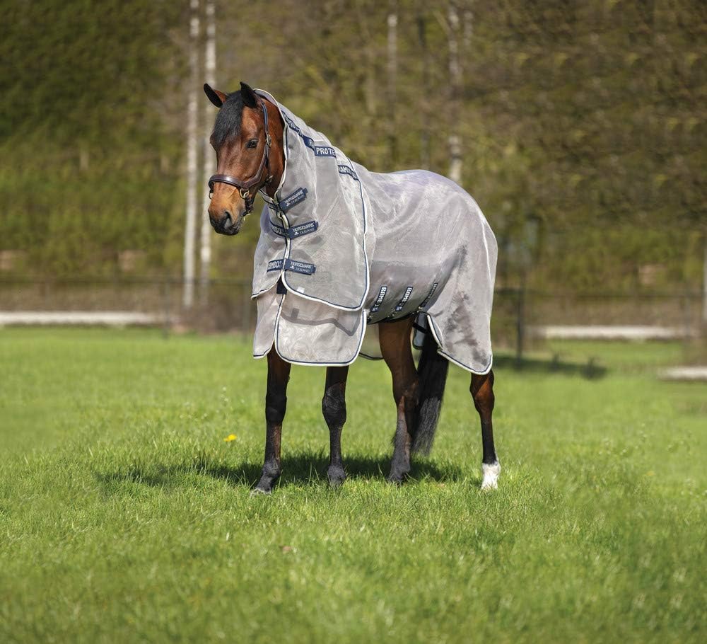 Horseware Ireland Rambo Protector Fly Sheet (0g Light) - Oatmeal / Navy / Oatmeal / Navy