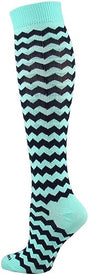 TCK Socks Krazisox Chevron Striped Over The Calf Socks Mint/navy