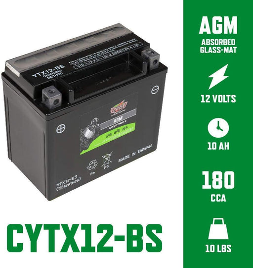 Interstate Batteries 12v 10ah Cycle-tron Ii Rechargeable Agm Powersports Battery - 180 Cca