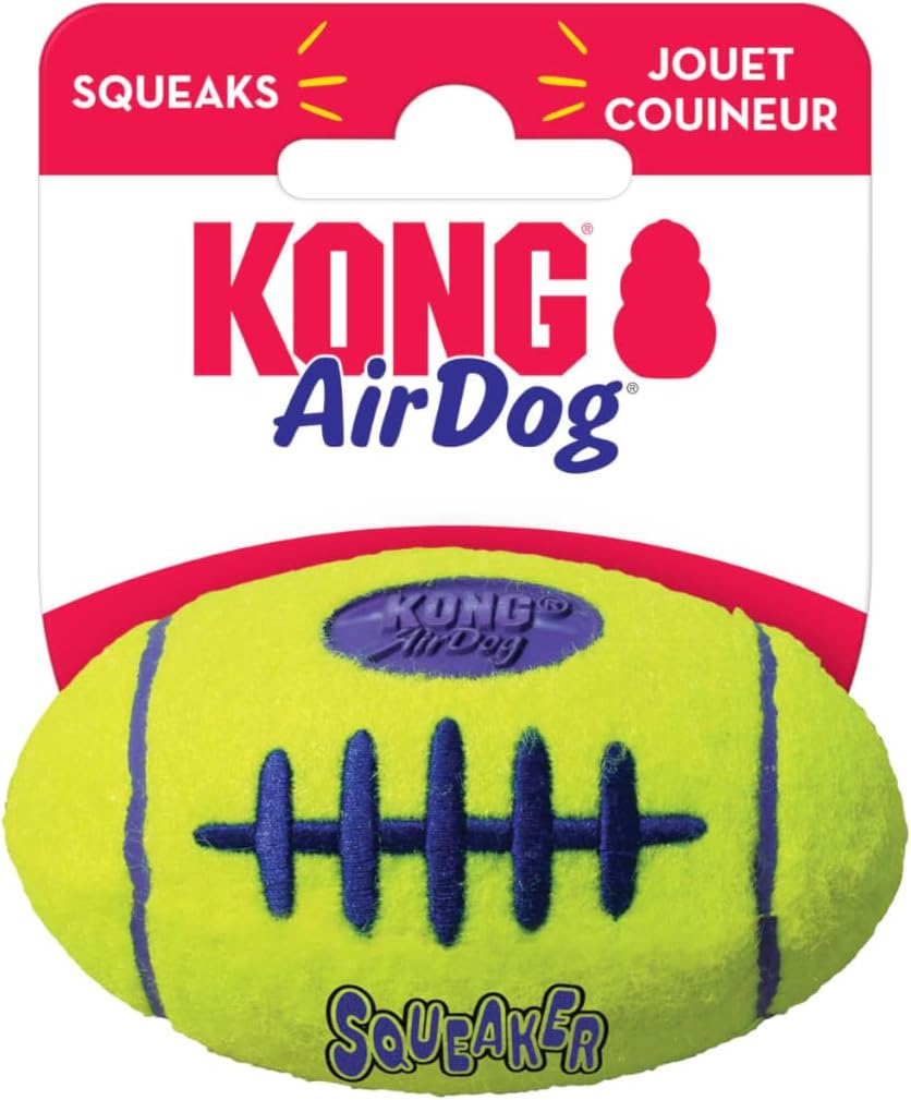 Kong AirDog Squeaker Football Dog Toy - Small / Medium / Large Yellow / Blue