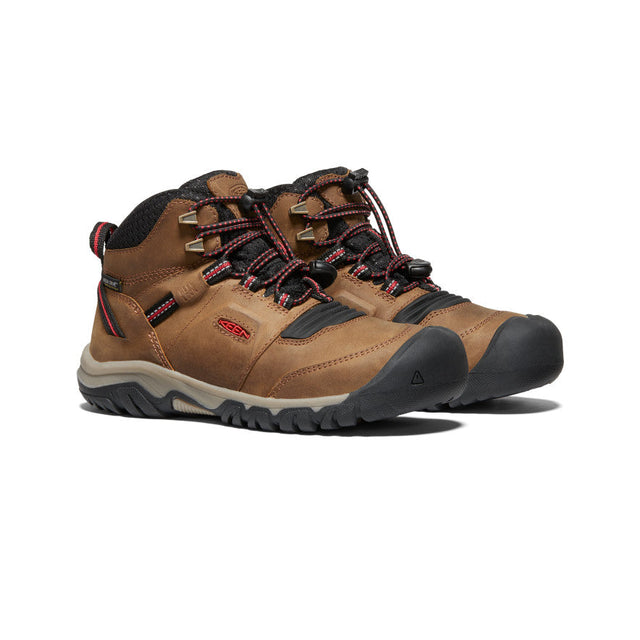 Keen Youth Ridge Flex Waterproof Boot Bison/Red Carpet