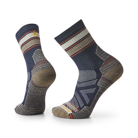 Smartwool Hike Light Cushion Striped Mid Crew Socks Deep Navy