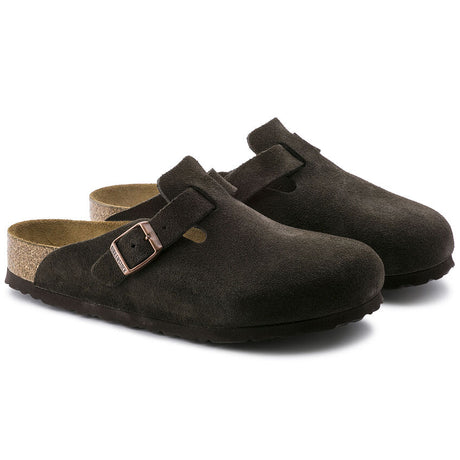 Birkenstock Boston Soft Footbed Suede Leather Shoe Mocha