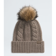 The North Face Womens Oh Mega Fur Pom Beanie Mocha brown