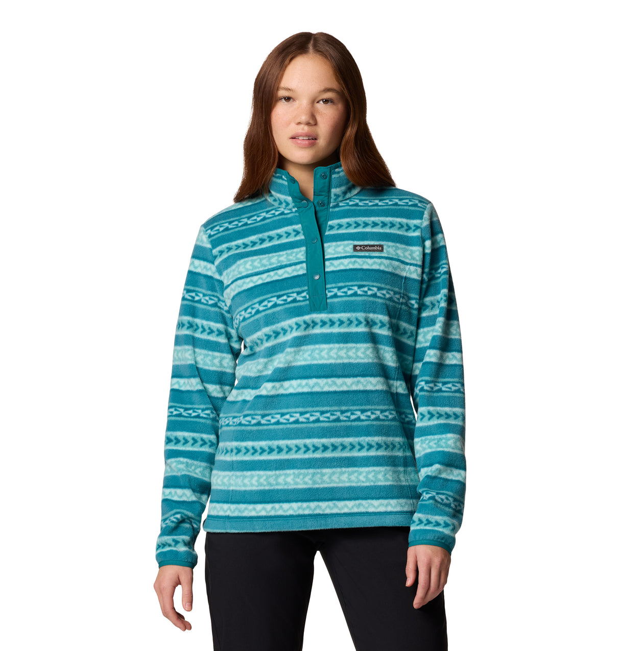 Columbia Womens Benton Springs Printed Half Snap Fleece Pullover - River Blue Beached River Blue Beached