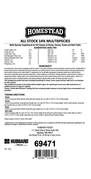 Hubbard Feeds Homestead All Stock 14% Multispecies